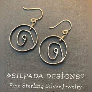 Silpada Vintage RARE HTF Sterling Spiral Round French Wire Dangle Earrings